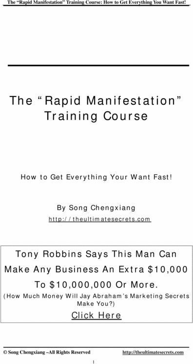 Product picture The Rapid Manifestation Training Course