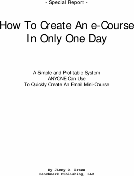 Product picture Create An E Course in One Day