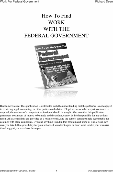 Product picture How to Find Work with The Federal Government